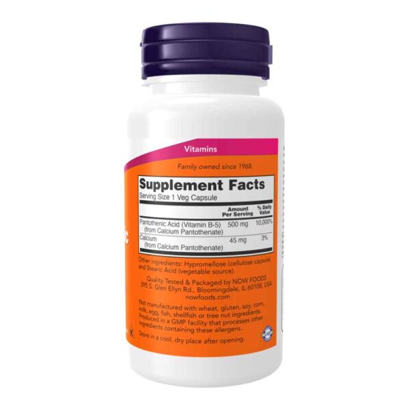 Pantothenic Acid 500 mg 100 Veg Capsules - Image 2