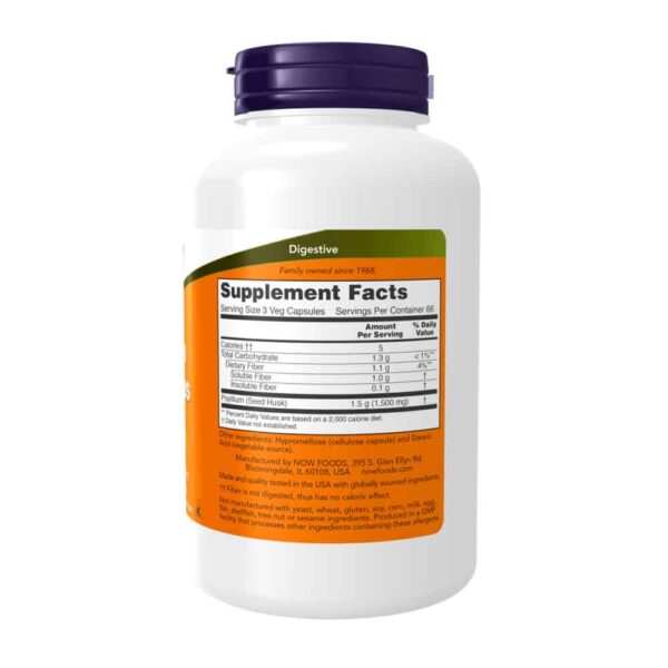 Psyllium Husk Caps 500 mg 200 Veg Capsules - Image 2