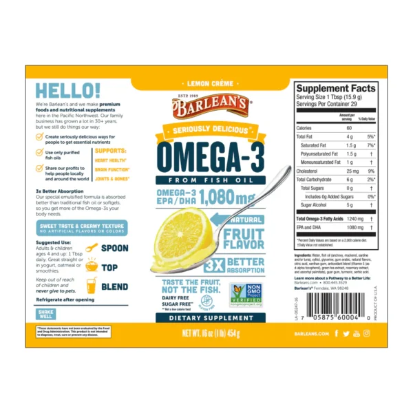 Fish Oil Liquid Omega 3 Lemon Creme 16 - Image 2